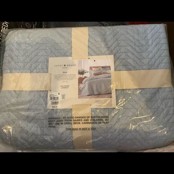 Lucky Brand Blue Baja Cotton Full/Queen Coverlet - Picture 3 of 5